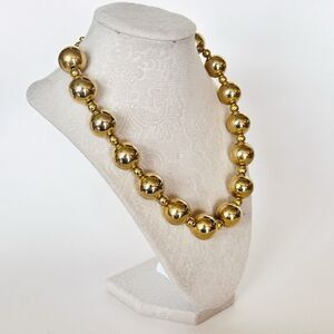 Vintage Gold Tone 13mm Bead Ball Chain Strung Links Gum Ball Necklace 20"